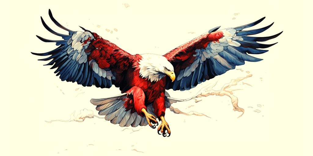 Color illustration of a sea eagle in colors of Tonga flag