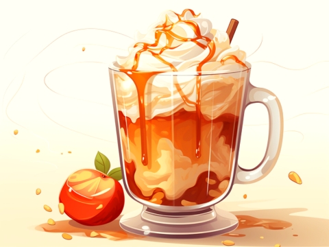 Color illustration of a Apple Cider Float