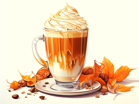 Classic color illustration of a Pumpkin Spice Latte