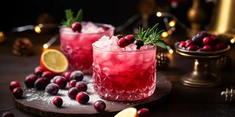 Two Spiced Cranberry Paloma cocktails