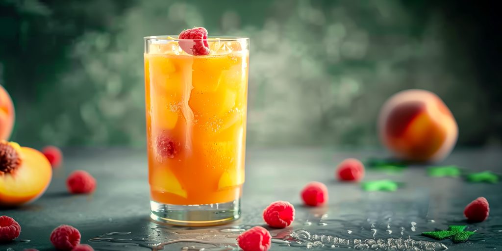A Shillelagh St. Patrick's Day mocktail with raspberry garnish