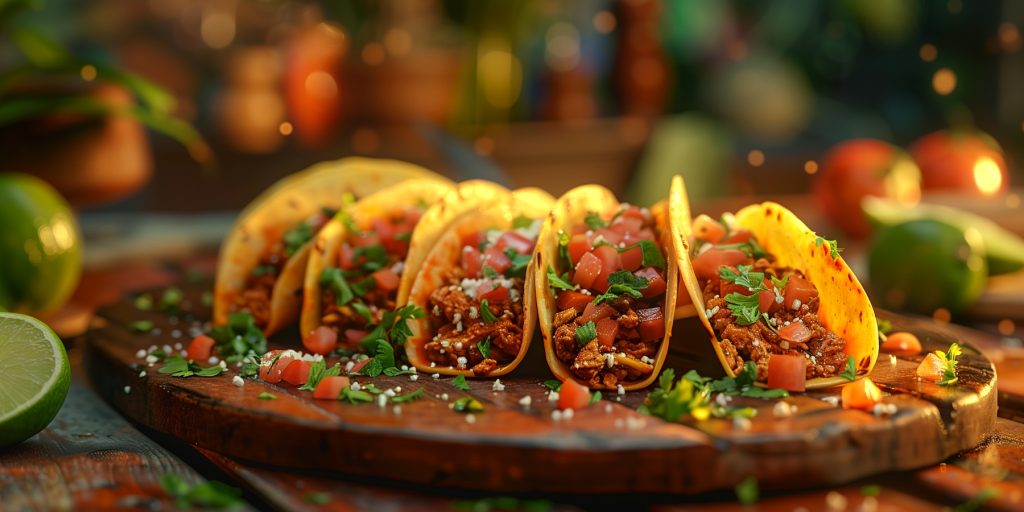 Tacos with mince, tomato and coriander