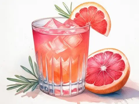 Color illustration of a Rum Paloma cocktail